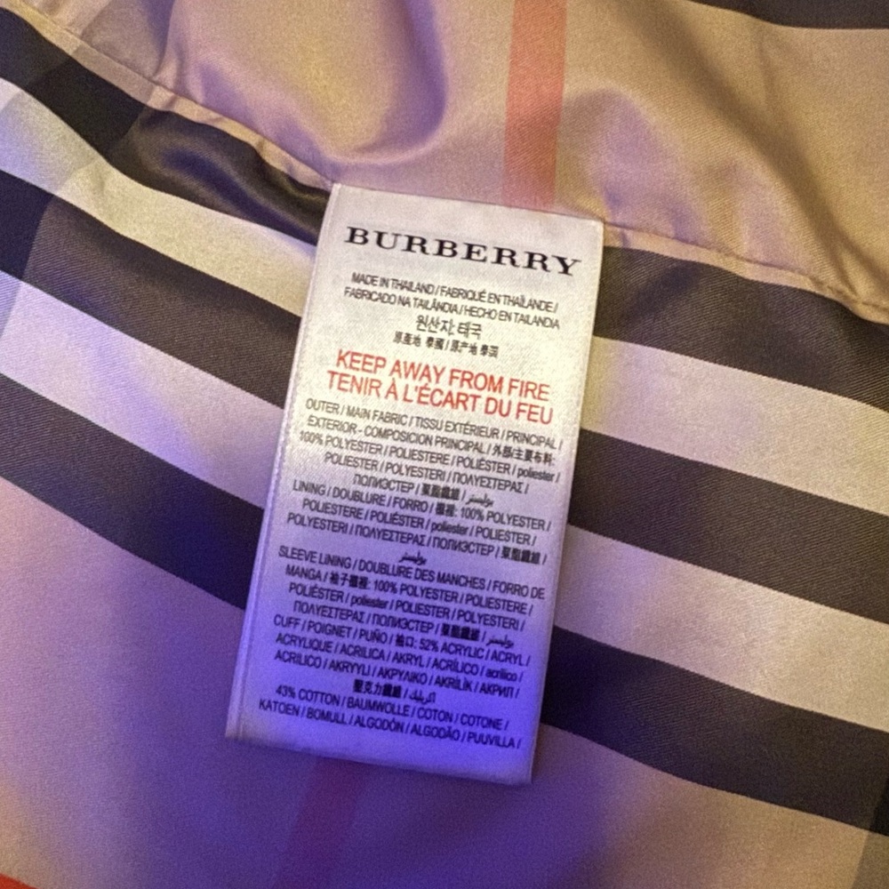 Burberry Garment with Black, Gray, and Pink Stripes